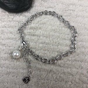 JonCar Jewelry Simple Pearl Charm Chain Bracelet